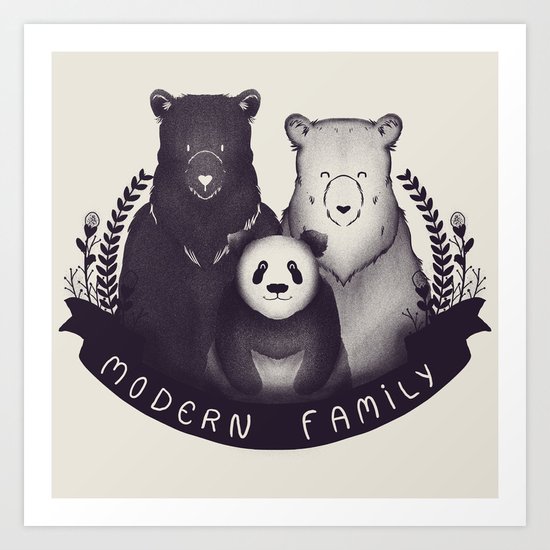 Modern Bear Family Art Print