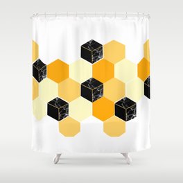 Marble hexagons,honeycomb stylish ,geometric decor Shower Curtain