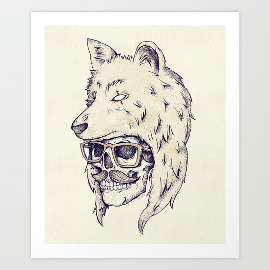 WOLF HAT Art Print