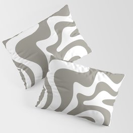 Liquid Swirl Abstract Pattern in Gray and White Pillow Sham
