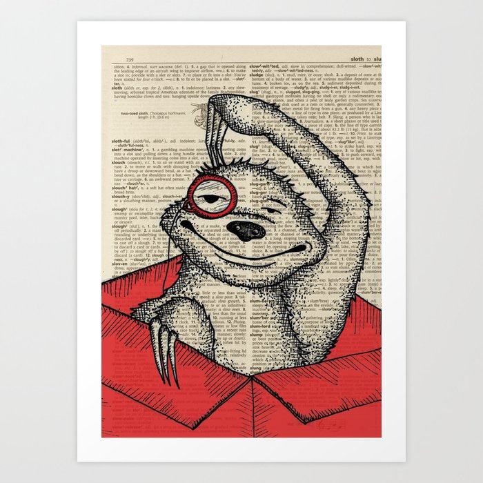 Sloth with Monocle Art Print