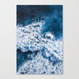 Dark Blue Ocean Waves With White Foam Canvas Print