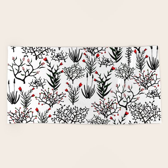 Black Nature Beach Towel