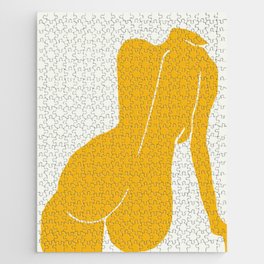 Nude in yellow Jigsaw Puzzle | Geometric, Curated, Figurativeart, Abstract, Modernart, Minimal, Cubism, Nudeart, Yellow, Minimalism 