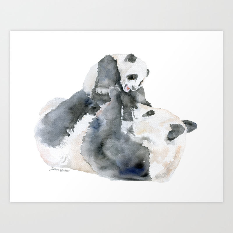 Mother And Baby Panda Bears Art Print By Susan Windsor Society6