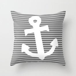 Anchor stripe Throw Pillow