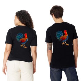 Rooster on Black T Shirt