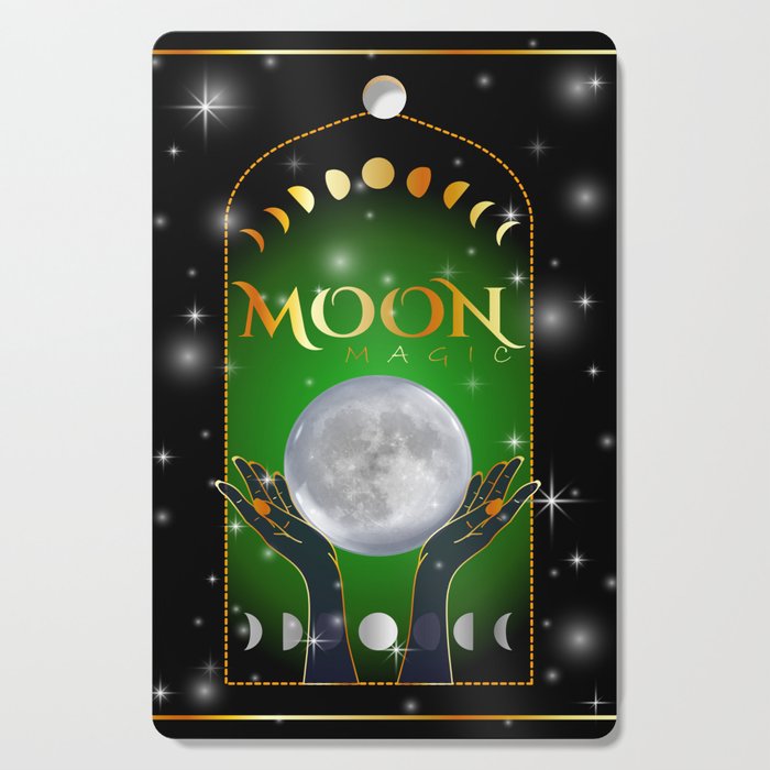 Witchcraft magic ritual with full moon and waxing waning moon phases	 Cutting Board