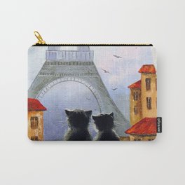 Cats of Paris  Carry-All Pouch | Franceart, Pattern, Parisians, Aerosol, Catart, Romance, Painting, Eiffeltower, Cats, Watercolor 