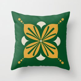 Minimal Flora Geometric Art - Green & Yellow Throw Pillow
