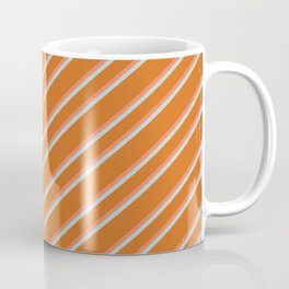 [ Thumbnail: Chocolate, Coral & Light Blue Colored Lines/Stripes Pattern Coffee Mug ]