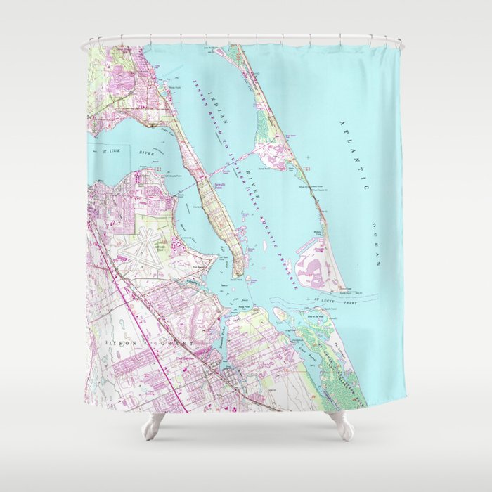 Vintage Map of Port St Lucie Inlet (1948) Shower Curtain