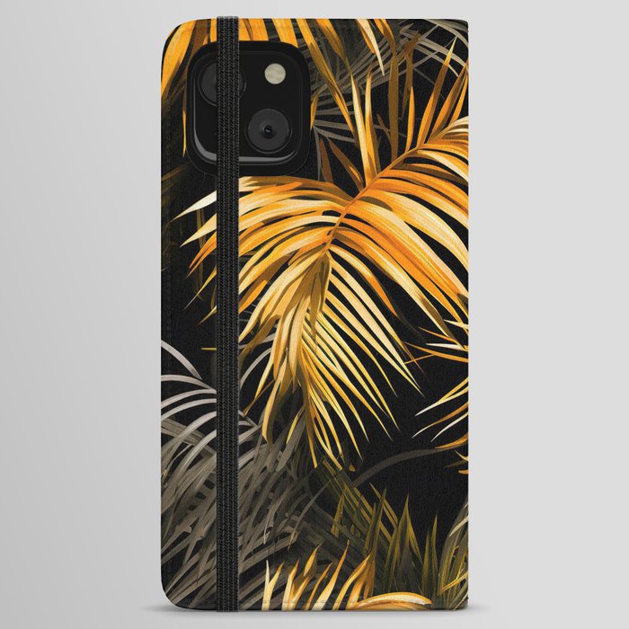 Tropical golden palm leaves  iPhone Wallet Case