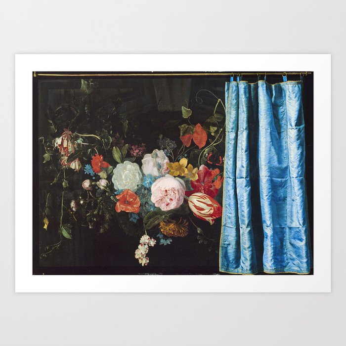Adriaen Van Der Spelt - Still Life With A Flower Garland And A Curtain Art Print