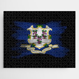 Connecticut state flag brush stroke, Connecticut flag background Jigsaw Puzzle