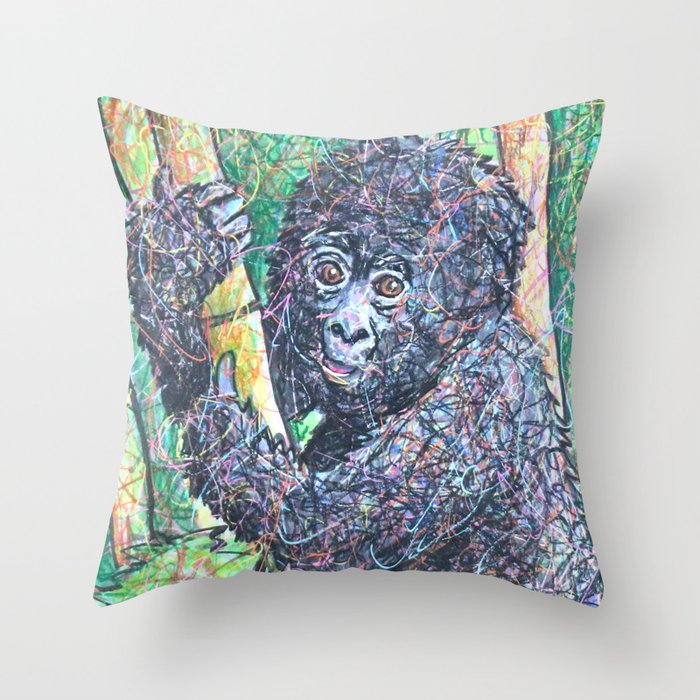 Baby Gorilla Art Throw Pillow