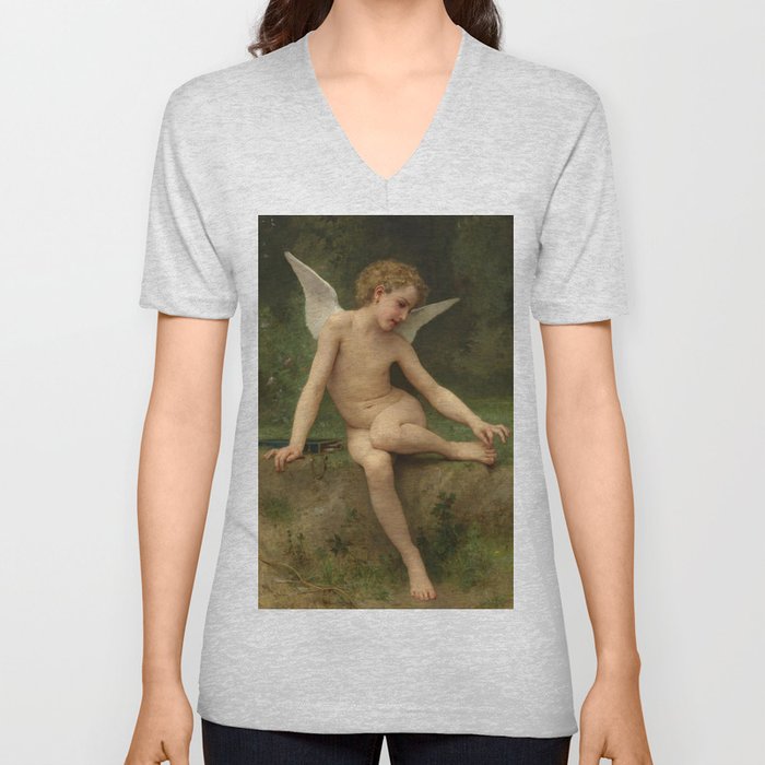 William-Adolphe Bouguereau "L'amour à l'épine" V Neck T Shirt