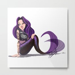Purple Mermaid Metal Print | Black, Motorhead, Metal, Mermaid, Metalhead, Digital, Purple, Fins, Tattoos, Rock 
