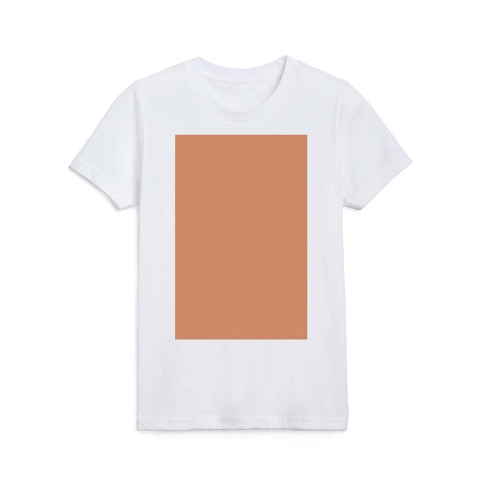 Dark Salmon Pink Solid Color Hue Shade Patternless Kids T Shirt