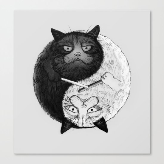 Grumpy Yin Yang Canvas Print