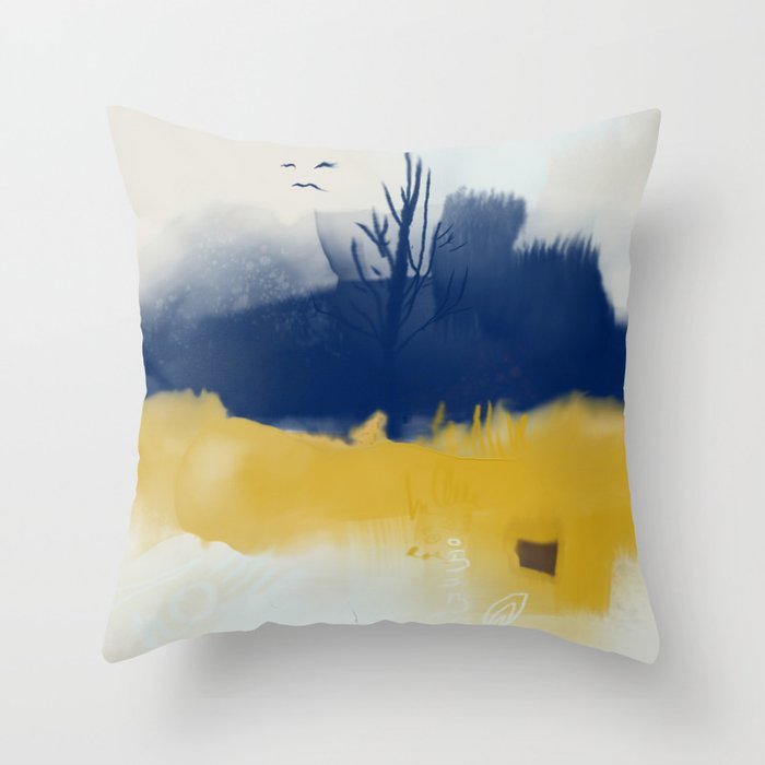 Navy blue and yellow Throw Pillow