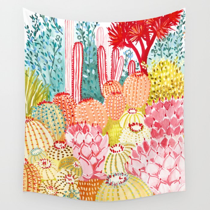 Sorbet Cactus Garden Wall Tapestry