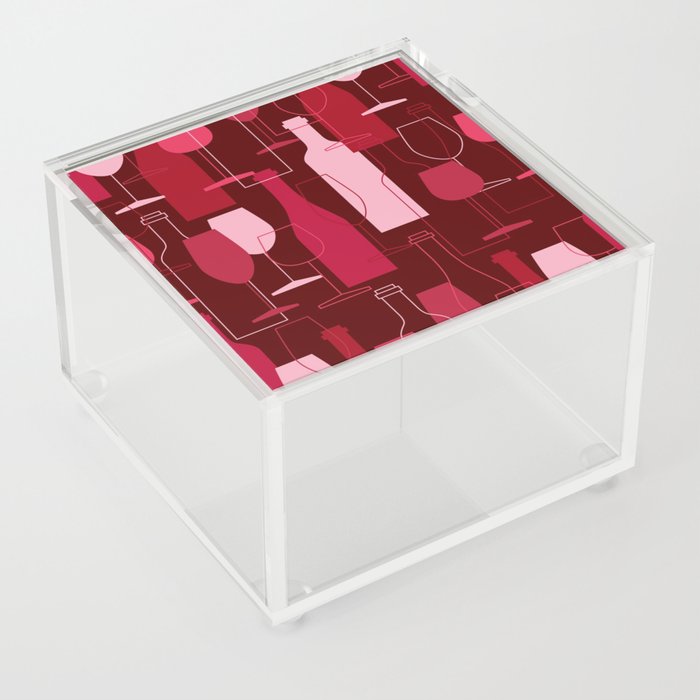 Red Wine Bottle Glass Pattern Acrylic Box