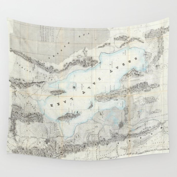 Vintage Map of The Great Salt Lake (1852) Wall Tapestry by BravuraMedia  Society6