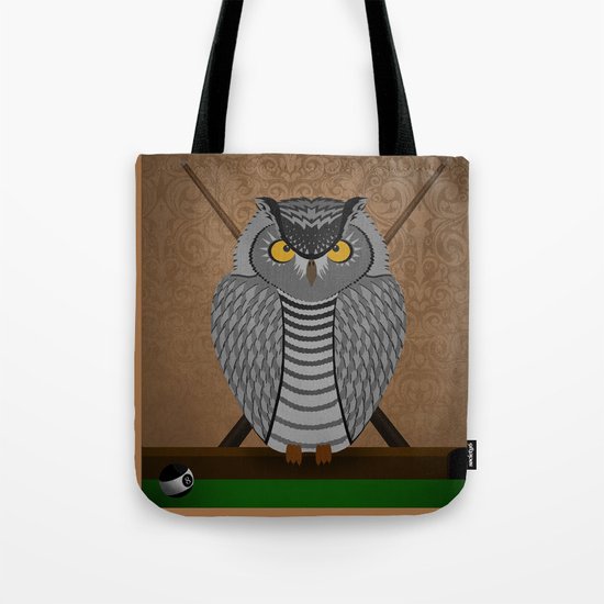 owl playing billiards Tote Bag