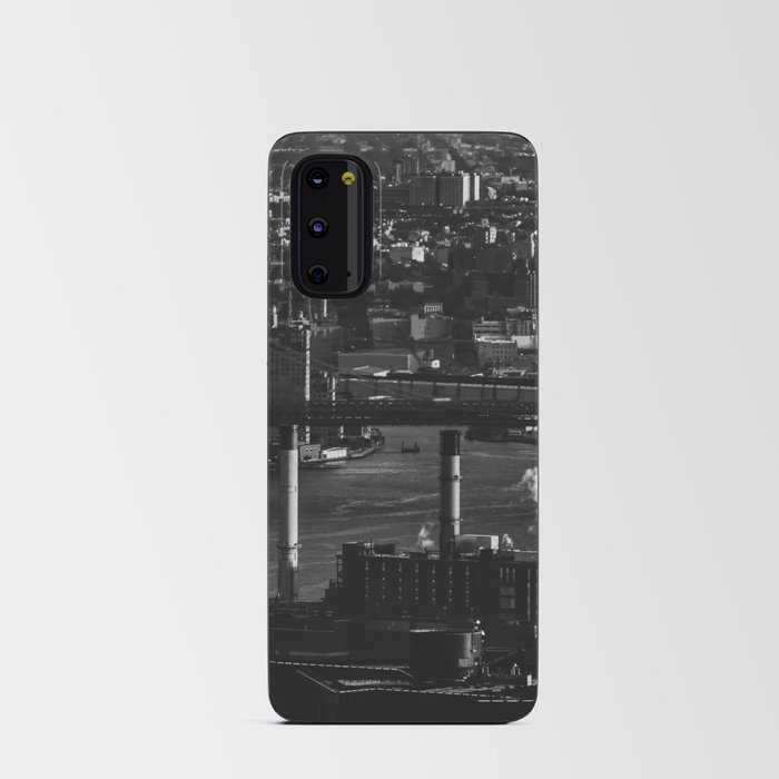 New York City Manhattan skyline black and white Android Card Case