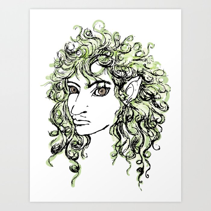 Female Elf Profile 1 Art Print By Karolynj