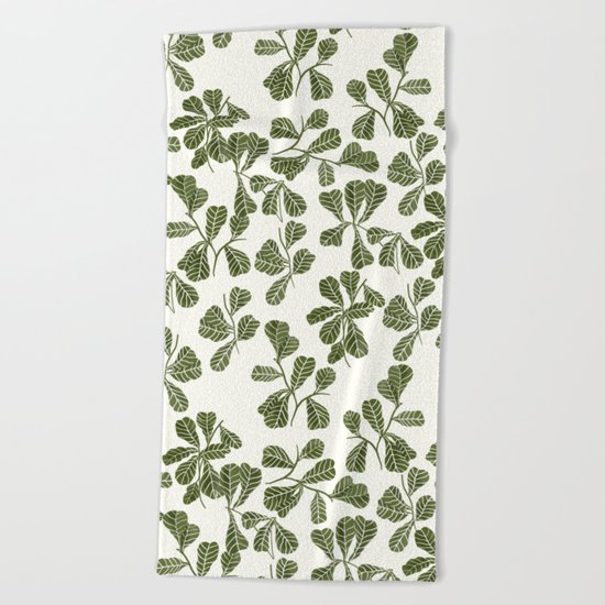 Fig Leaf Pattern Beach Towel