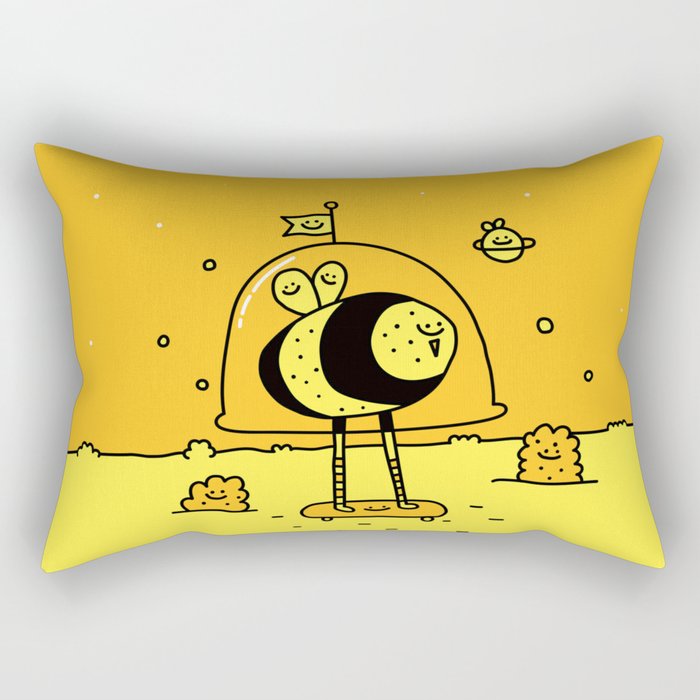 Happy Space Bee Rectangular Pillow