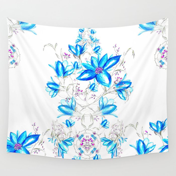 Light blue and shop white tapestry