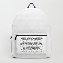 She was beautiful - Fitzgerald quote Backpack