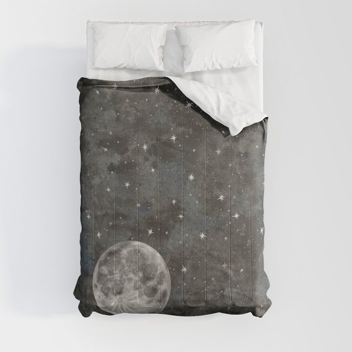Watercolor Space Moon Robayre Comforter