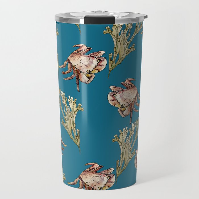 Blue Hemigrapsus with seaweed Travel Mug