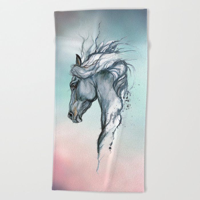 Aqua horse Beach Towel