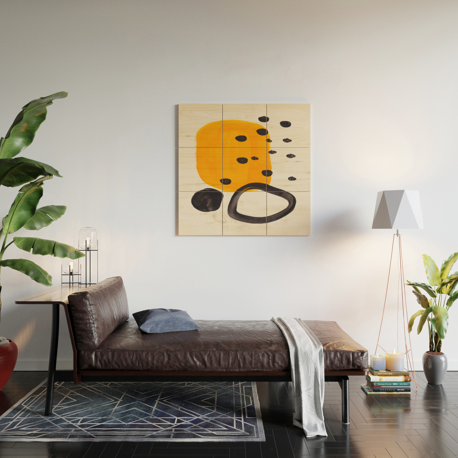 Unique Abstract Unique Mid Century Modern Yellow Mustard Black