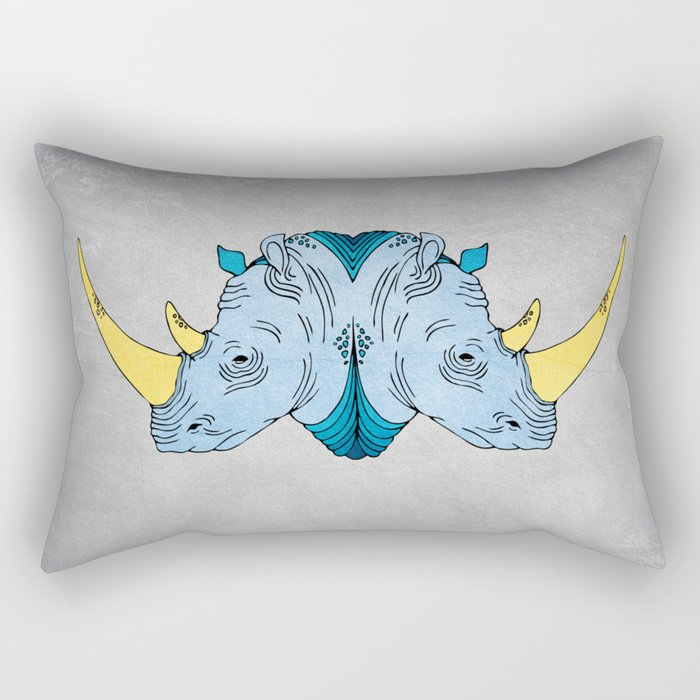Double Trouble - Rhino Rectangular Pillow