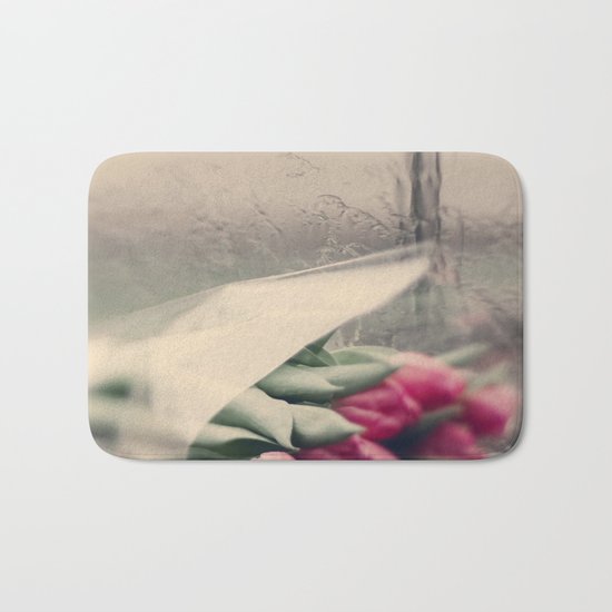 tulips on a rainy day Bath Mat