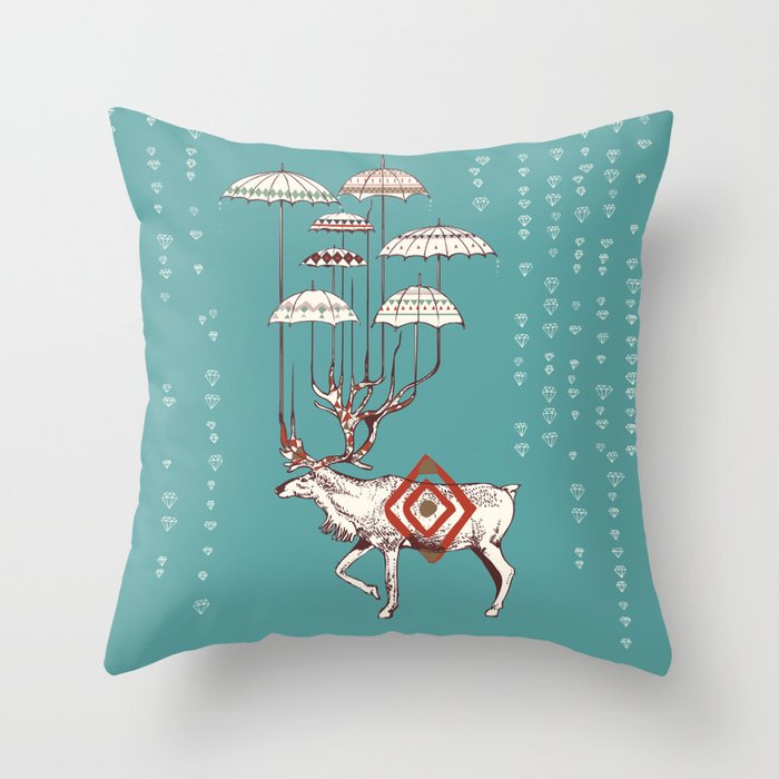 Rain Deer Throw Pillow