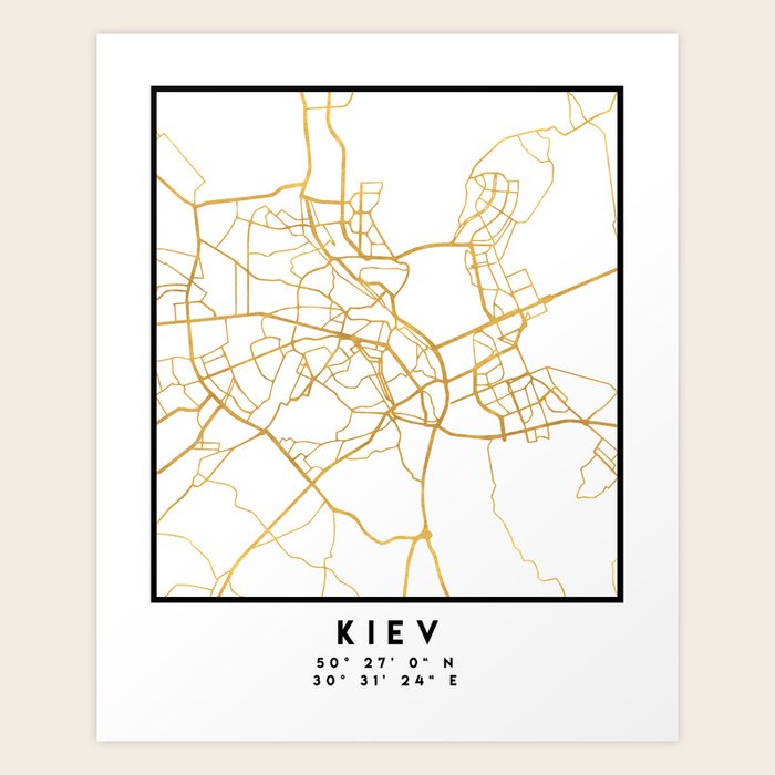 Kiev Ukraine City Street Map Art Art Print By Deificus Art Society6
