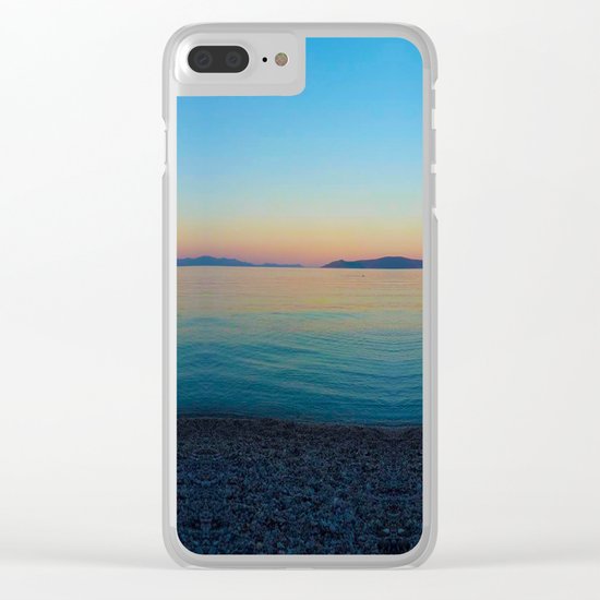 Sunset Greek Island Clear iPhone Case