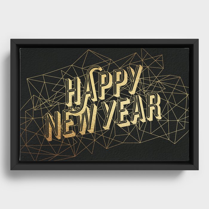 Happy New Year - Black Framed Canvas