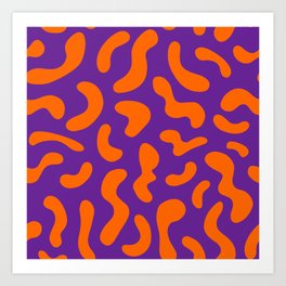 Retro Memphis Squiggles (Orange & Purple) Art Print