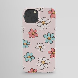 Happy Daisy Pattern, Cute and Fun Smiling Colorful Daisies iPhone Case