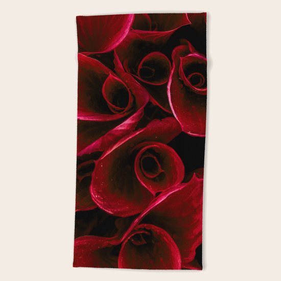 Red Blooms Beach Towel