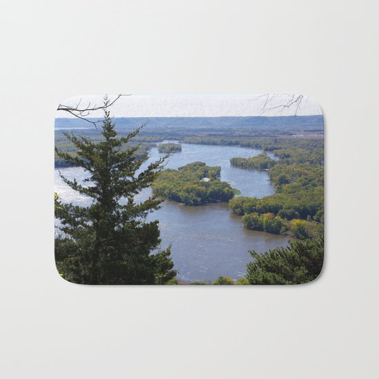 Upper Mississippi River, looking downriver from Buena Vista Park, Alma, WI Bath Mat