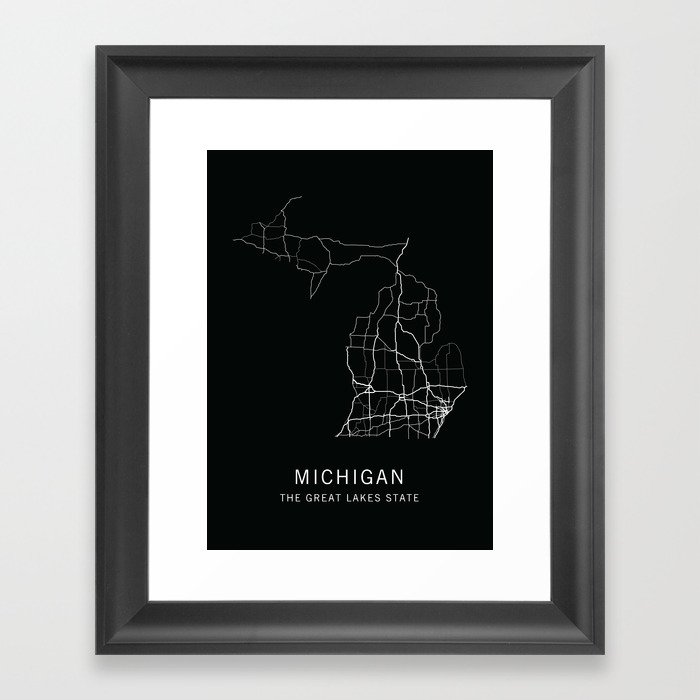 Michigan State Road Map Framed Art Print